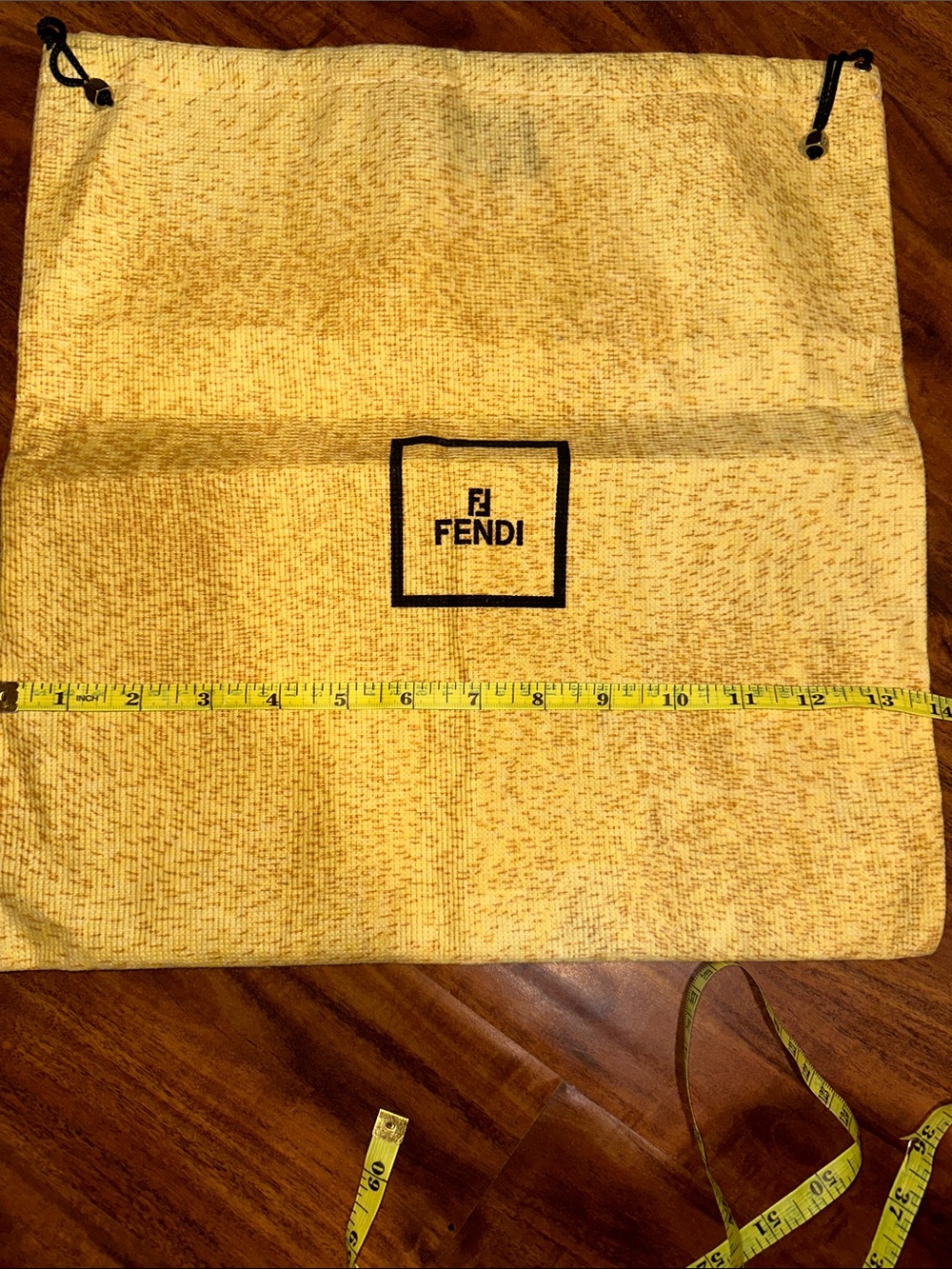 Fendi Yellow Drawstring Logo Dust Bag with Black Accents